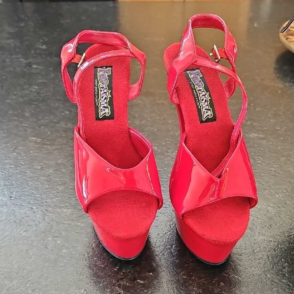 Pleaser Glossy Red Platform Heels